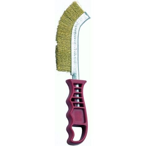 Cepillo de limpieza de metal con mango de plástico puntiagudo – Cepillo de metal ondulado de latón para taller