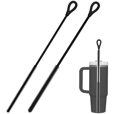 Cepillo de limpieza de silicona para pajitas, 2 cepillos de limpieza extralargos para pajitas, cepillo de limpieza para pajitas, cepillo de limpieza de cerdas para