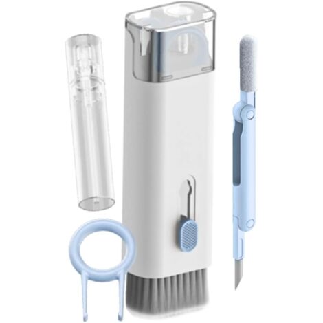 Cepillo de limpieza de teclado, kit 7 en 1, limpiador de auriculares multifuncional con extractor de teclas para AirPods, auriculares y smartphones (azul)