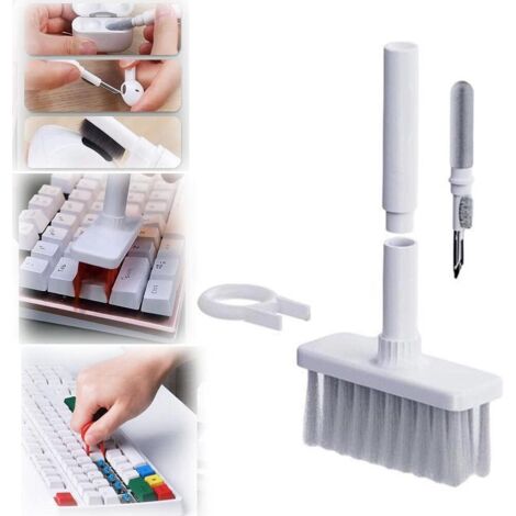 Cepillo de limpieza de teclado, kit de cepillo de limpieza de teclado 5 en 1, limpiador de auriculares multifuncional con extractor de teclas para teclados mecánicos de juegos, auriculares AirPods 2/P