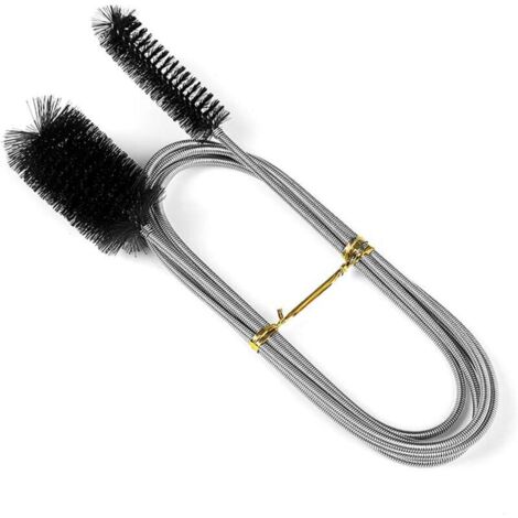 Cepillo de limpieza flexible KZQ, cepillo multifuncional de doble cabezal de acero inoxidable para tuberías con orificios de drenaje estrechos, 155 cm