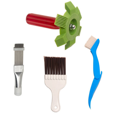 Cepillo de limpieza para condensador de aire acondicionado, kit de limpieza de 4 piezas para aire acondicionado split, cepillo de limpieza para aletas de aire acondicionado, peine para condensador de 
