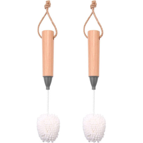 Cepillo de limpieza para copas de vino, copas de flauta y copas de copa, cepillo de cerdas de espuma que no raya, con mangos de madera, 2 unidades.