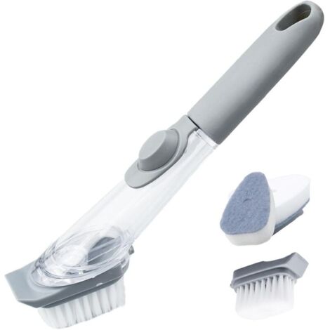 Cepillo de limpieza para el hogar, cepillo para platos con dispensador de jabón, cepillo de cocina de repuesto, para fregar ollas y sartenes y limpiar el fregadero de la cocina.