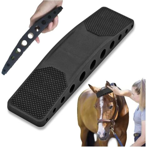 Cepillo de masaje para caballos en 1, cepillo para pelo de caballo, cepillo para el cuidado de animales para eliminar el pelo seco, muerto y el barro, negro
