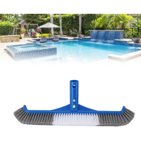 Cepillo de paleta profesional Mano 45° de 43 cm de ancho para la limpieza de piscinas, fabricado en plástico y nailon, con cerdas de seguridad para superficies de uso intensivo, jacuzzis y paredes.