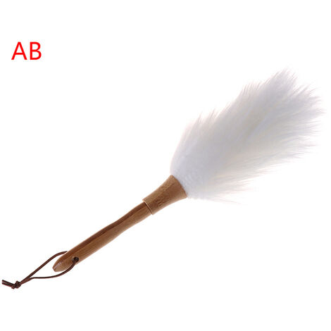 Cepillo de plumas de lana antiestático, herramienta de limpieza de polvo, cepillo de limpieza de polvo con mango de madera, plumero de lana para escoba de polvo,Morado