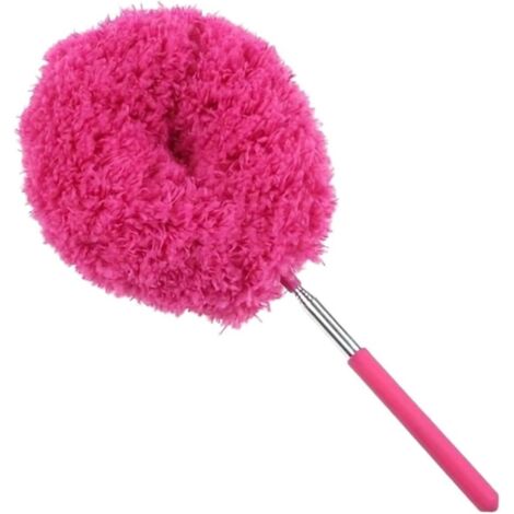 Cepillo de plumas reutilizable para limpiar ventiladores de techo, cepillo para polvo con mango largo, plumero telescópico para telarañas (rosa)