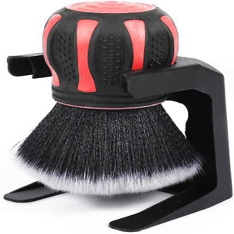Cepillo de precisión ultrasuave, cepillo sintético para coche con soporte de almacenamiento, herramienta de limpieza con cepillo interno para polvo, estuche grande, rojo.