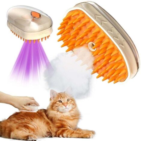 Cepillo de vapor para gatos 4 en 1 con lámpara de musgo, cepillo de vapor para gatos para el cuidado del pelaje con spray para gatos y perros de pelo largo y corto