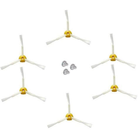 Cepillo lateral para iRobot Roomba serie 500, 600 y 700 (amarillo, 6 cepillos laterales de 3 brazos)
