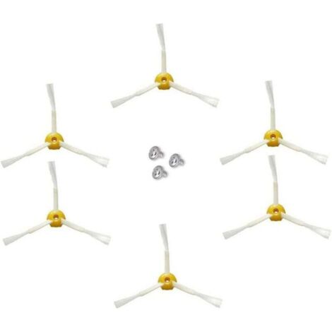 Cepillo lateral para iRobot Roomba serie 500, 600 y 700 (amarillo, 6 cepillos laterales de 3 brazos)