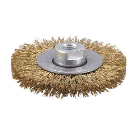 Cepillo latonado acero circular alambre ondulado con tuerca M14 y filamento de Ø 0.30 mm (115x12 )  Osborn 2812522051