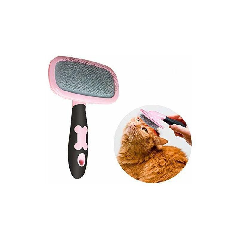 

Cepillo para perros y gatos Peine de aseo para perros y gatos con cerdas largas y cortas-rosa