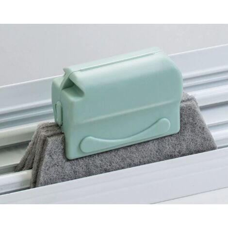Cepillo mágico para limpiar ranuras de ventanas, nuevo juego de herramientas para limpiar ranuras de ventanas o puertas corredizas, umbrales y líneas de azulejos (verde)
