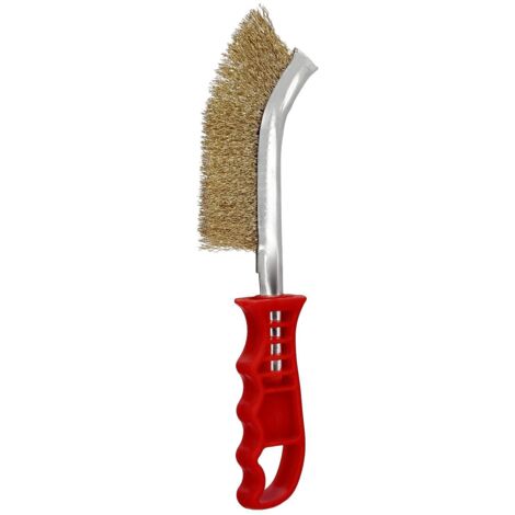 Cepillo Manual Acero Latonado Mango Rojo 25 cm.
