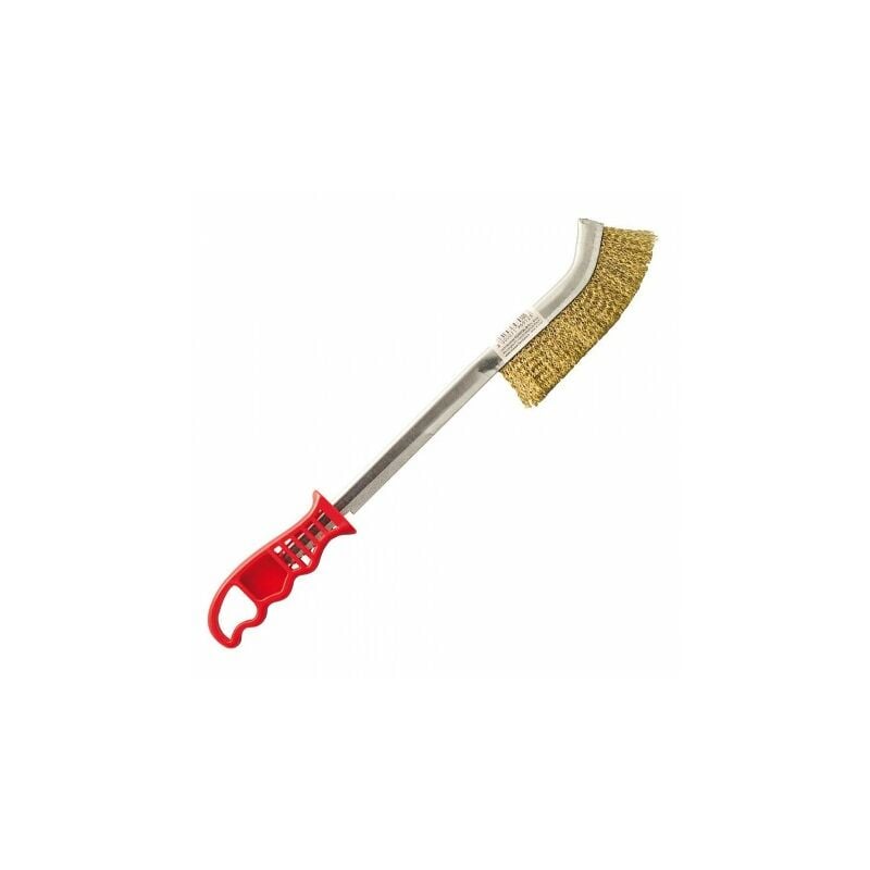 

Cepillo manual acero latonado mango rojo 34 cm.