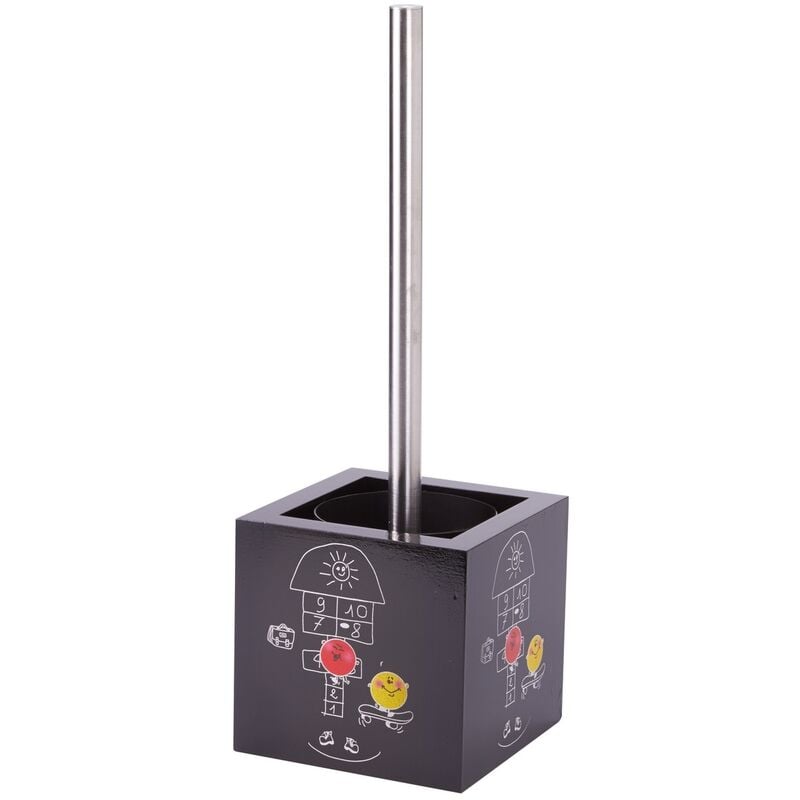 

Escobillero de MDF y acero inoxidable en color negro 11 x 11 x 37 cm - MSV