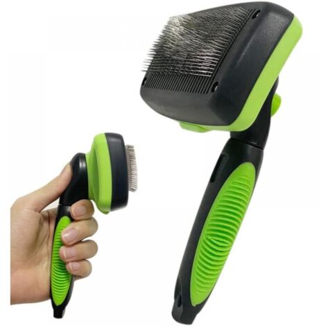 Cepillo para gatos de pelo corto, cepillo de aseo para gatos, cepillo de aseo para perros autolimpiable, cepillo de aseo con púas redondeadas para gatos de pelo corto