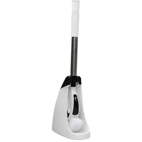 Cepillo para inodoro con soporte y mango largo de plástico PP – Set de limpieza de baño blanco