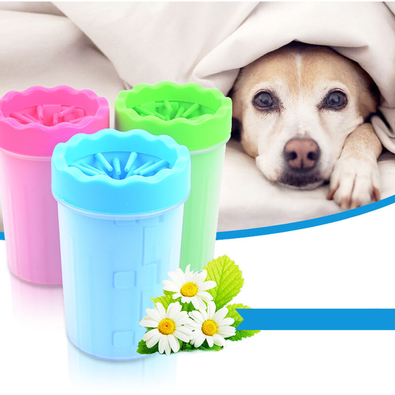 

Happyshopping - Cepillo para lavar vasos de goma suave para gatos y perros, herramientas de limpieza para mascotas,Azul,S