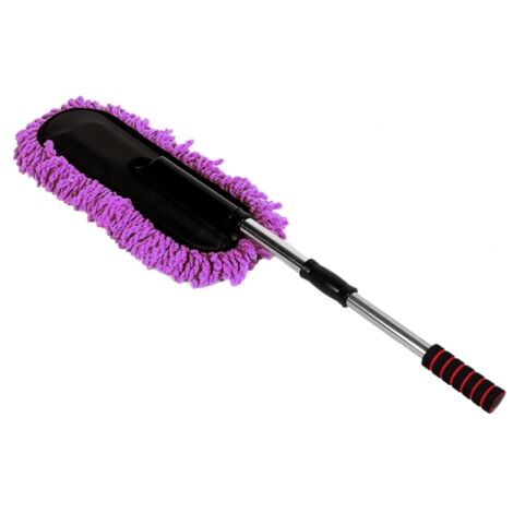 Cepillo para limpiar coches, plumero para ventanas, herramienta para quitar el polvo con mango retráctil de acero inoxidable (morado)