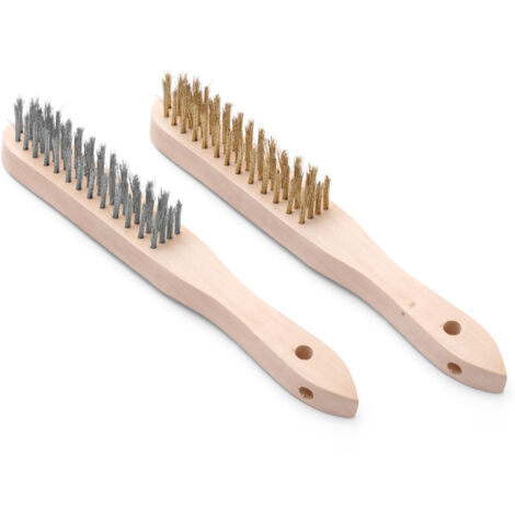 Cepillo para limpiar parrillas de barbacoa, cerdas de acero y latón, juego de 2, longitud 290 mm - Hendi 525555