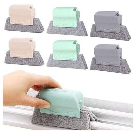 Cepillo para limpiar ranuras de ventanas, creativo, multifuncional, de mano, para cocina, para baño y cocina, 6 piezas (gris, verde, beige)