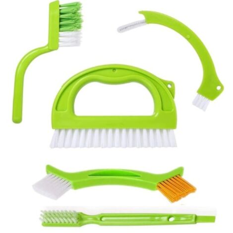 Cepillo para limpieza de baño, cocina y hogar, cepillo para juntas de pisos, ventanas y moho, cepillo para juntas de azulejos (5 cepillos incluidos) verde