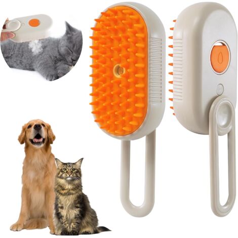 Cepillo para mascotas con botón de pulverización, recargable por USB, para depilación en interiores, cepillo para gatos, peine para mascotas, masajeador