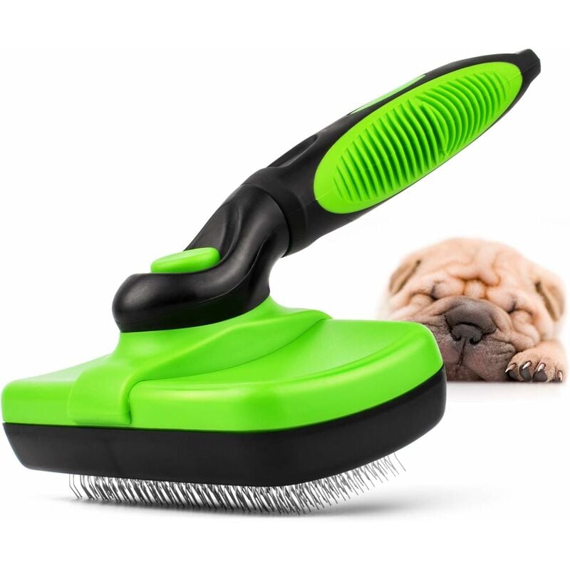 

Cepillo para mascotas para perros y gatos Autolimpiante, eliminación eficaz de hasta el 95% del pelo muerto y la capa interna Diseño ergonómico,