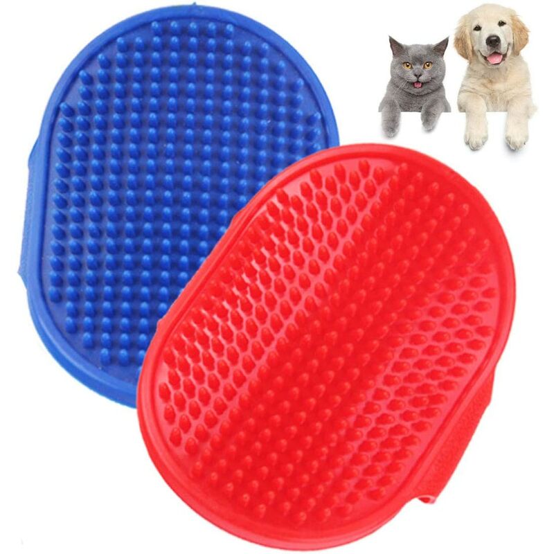 

Abcrital - Cepillo para perros Cepillo de baño para mascotas 2pcs Cepillo de masaje de silicona Herramienta de aseo para mascotas Cepillo de aseo
