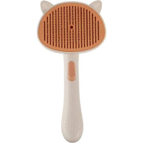 Cepillo para perros y gatos, cepillo para perros y gatos, cepillo depilatorio para pelo largo y corto, limpieza de pelo de mascotas con un solo clic, peine masajeador (blanco)