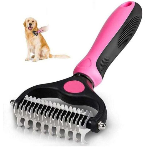 Cepillo para perros y gatos, rastrillo desenredante para perros, cepillo de aseo para eliminar el pelo, peine para la capa interna, rastrillo desenredante para mascotas, 17 x 7 cm