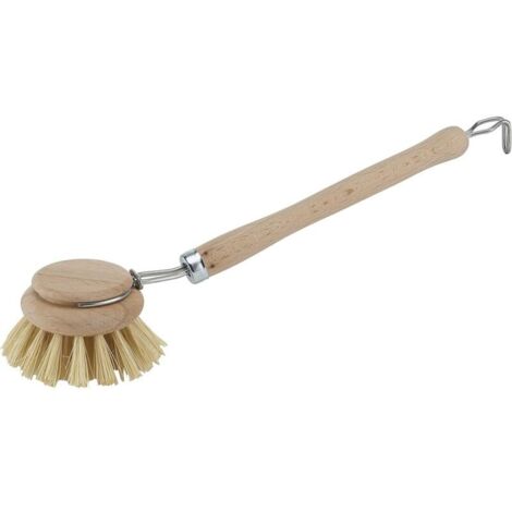 Cepillo para platos de bambú de madera natural, apto para lavavajillas para limpiar utensilios de cocina.