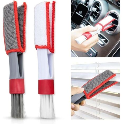 Cepillo para polvo ciego (2 unidades), herramienta de limpieza multifuncional 2 en 1 de microfibra con doble cabezal, cepillo extraíble y lavable para teclado, alféizar de ventana, aire acondicionado 