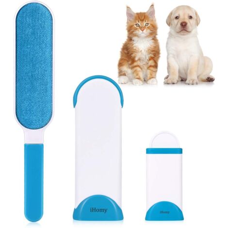 Cepillo removedor de pelo para mascotas - Cepillo de limpieza mágico reutilizable para la eliminación de pelo de mascotas con autolimpieza para eliminar el pelo de perros y gatos (azul)