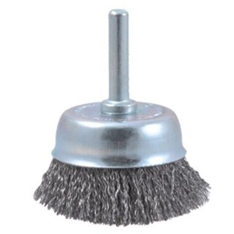 Cepillo taza OSBORN acero latonado 50x17 mm, vástago 6 mm, filamento Ø 0.20 mm.