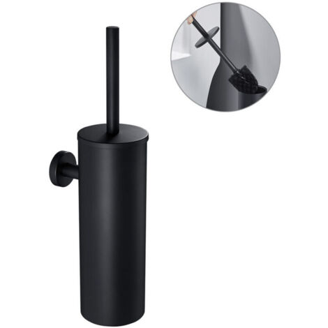 Cepillo y soporte de acero inoxidable para inodoro, juego de cepillo para inodoro, cepillo para inodoro con mango más largo, cepillo para inodoro negro para el baño