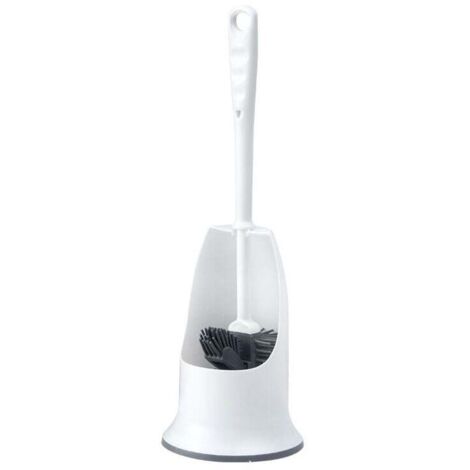 Cepillo y soporte para inodoro de baño, con cerdas TPR resistentes a arañazos, cabezal de cepillo debajo del borde.