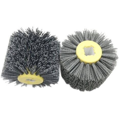 Cepillos abrasivos de nailon de 2 piezas n.° 120, rueda de pulido, rueda de alambre abrasiva, cepillo de lijado y limpieza de madera, rodillo de nailon para lijado de madera dura