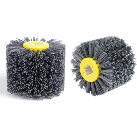 Cepillos abrasivos de nailon de 2 piezas n.° 80, rueda de pulido, rueda de alambre abrasiva, cepillo de lijado y limpieza de madera, rodillo de nailon para lijado de madera dura