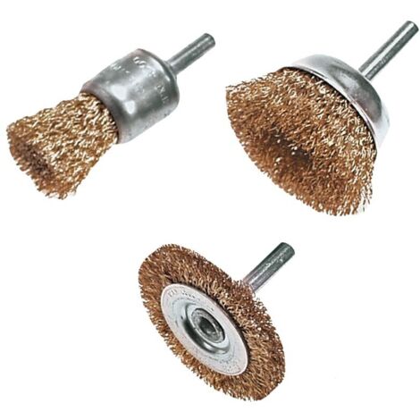 Cepillos de disco de alambre Verto de 6 mm (juego de 3) para metal y madera