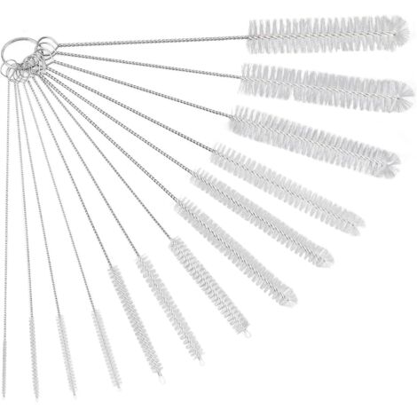 Cepillos de limpieza, juego de 13 cepillos para pajitas, cepillo de nailon para botellas de 21 cm, cepillo para radiadores, cepillo para limpiar pajitas, cepillo pequeño blanco de limpieza