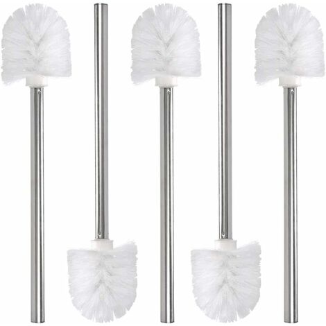cepillos de repuesto para inodoro/WC/baño, cabezal de cepillo de limpieza con mango de acero inoxidable y cabezal de PP, color blanco