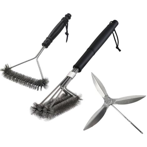 cepillos para barbacoa + 1 herramienta de limpieza para barbacoa, con un cepillo de limpieza de mango largo, adecuado para varias parrillas de barbacoa.