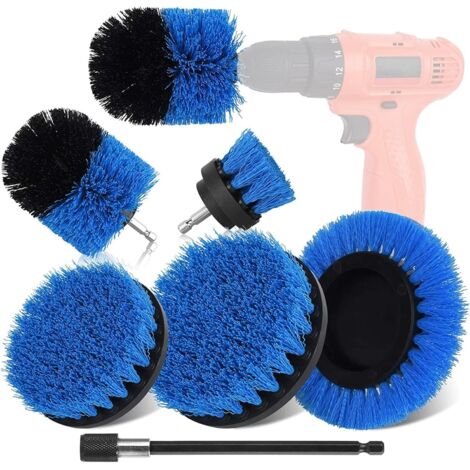 Cepillos para taladro, kit de cepillos de limpieza, cepillo multiusos para taladro de coche, azulejos, alfombras, bañeras, cocinas, inodoros (azul, 6 piezas)