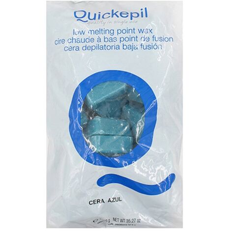 Cera dura sin bandas Quickepil para depilación, 1 kg, azul