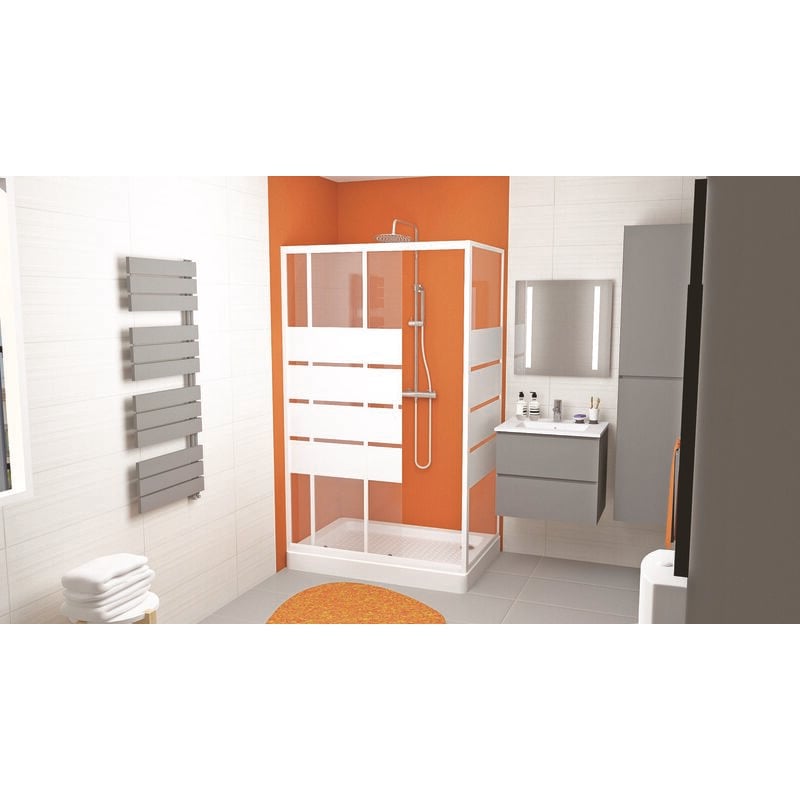 Ondee - Receveur cera - Picots Antidérapants - 80x120x11cm - Grès - Blanc