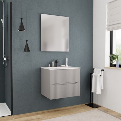 Ceramia 60 cm, Mobili da bagno assemblati nuovi, certificati FSC, grigio perla (CERAMIA-5LG60)